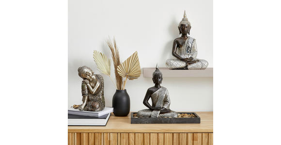 BUDDHA 21,5/28/11 cm  - Silberfarben/Braun, Basics, Kunststoff (21,5/28/11cm) - Ambia Home