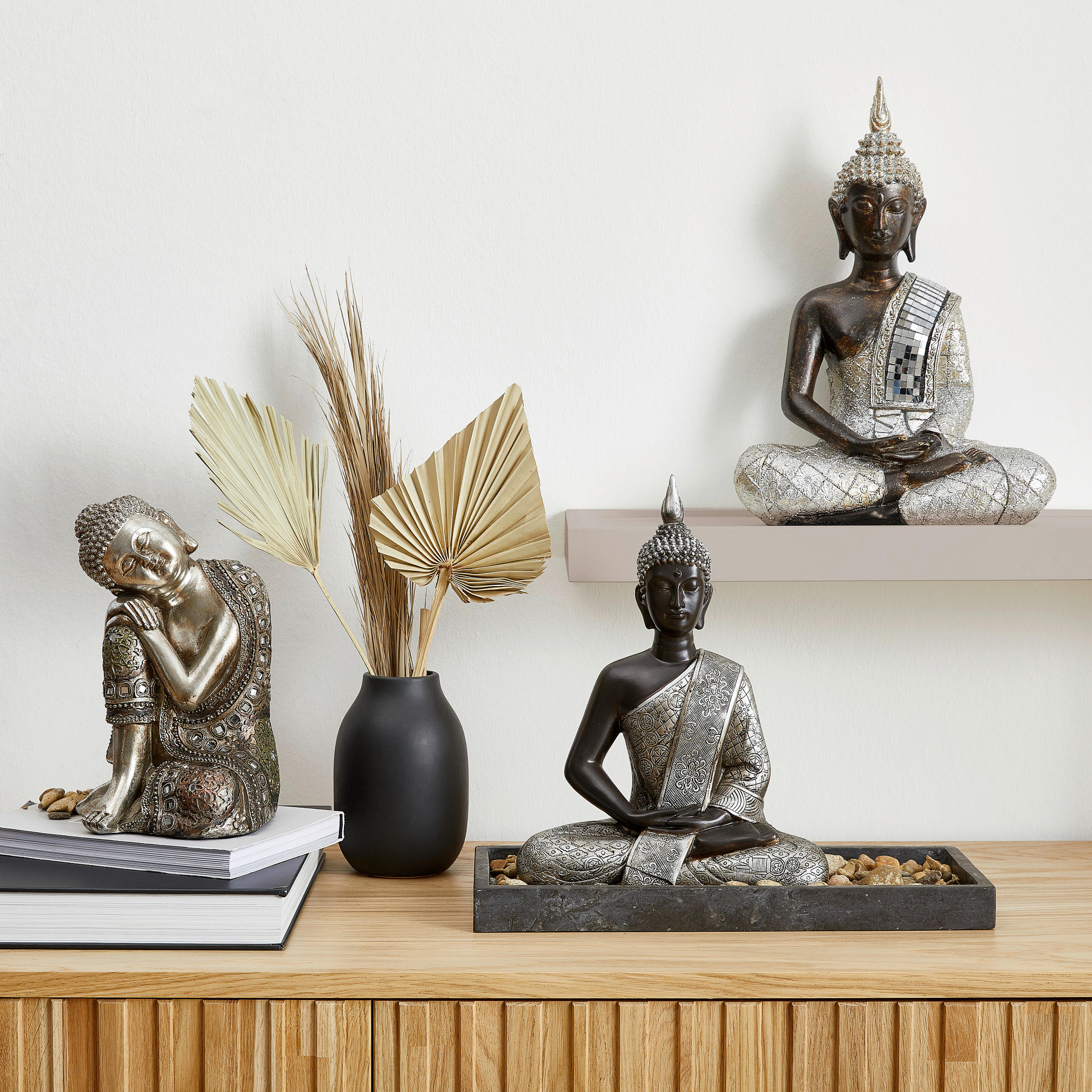 BUDDHA 26,5/36/15 cm  - Silberfarben/Goldfarben, Basics, Kunststoff (26,5/36/15cm) - Ambia Home