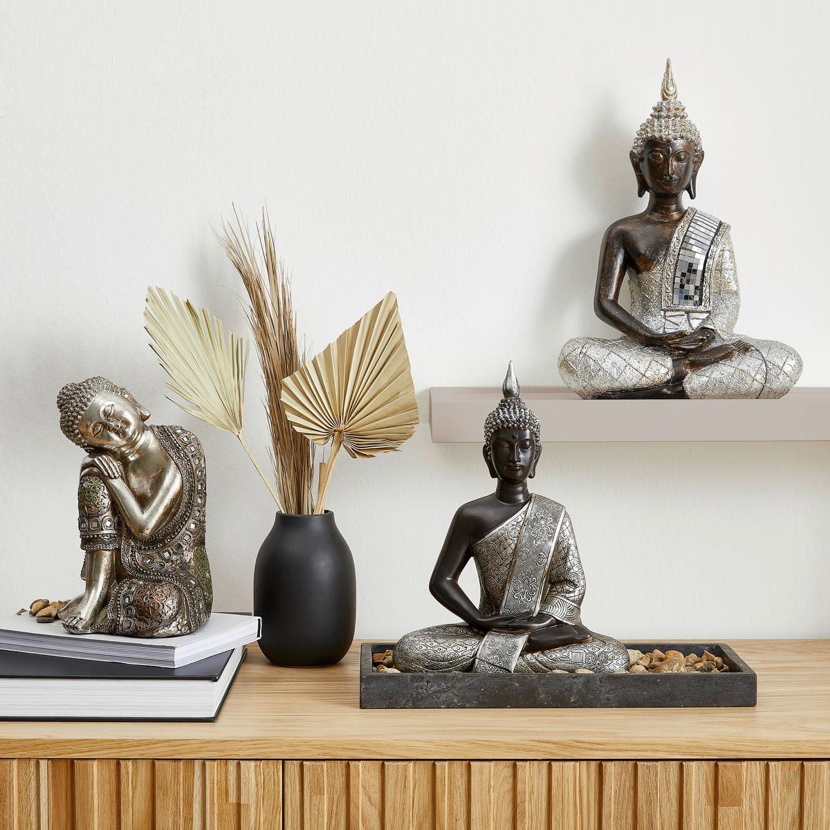 BUDDHA 26,5/36/15 cm  - Silberfarben/Goldfarben, Basics, Kunststoff (26,5/36/15cm) - Ambia Home