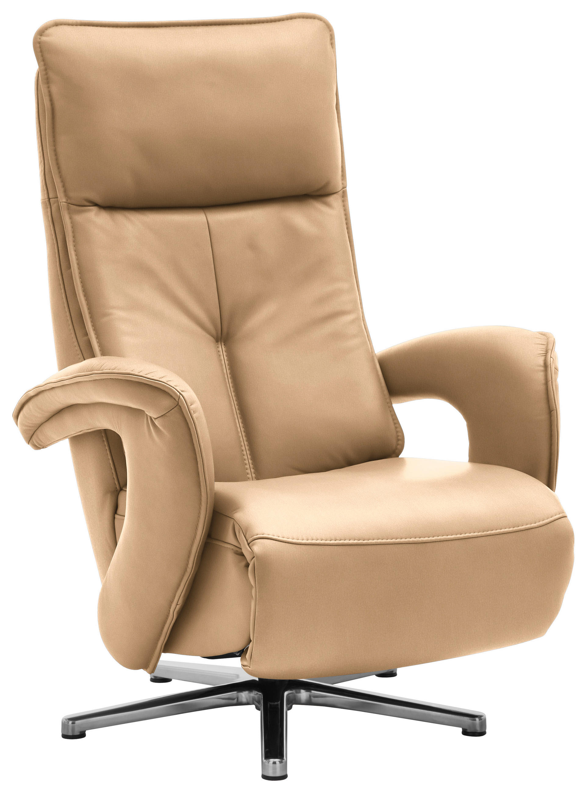 RELAXSESSEL in Leder Honig  - Chromfarben/Honig, Design, Leder/Metall (77/110/87cm) - Valdera