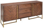 SIDEBOARD Akazie furniert Akaziefarben Einlegeböden  - Messingfarben/Akaziefarben, KONVENTIONELL, Holz/Metall (180/80/45cm) - Ambia Home