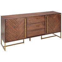 SIDEBOARD Akazie furniert Akaziefarben Einlegeböden  - Messingfarben/Akaziefarben, KONVENTIONELL, Holz/Metall (180/80/45cm) - Ambia Home