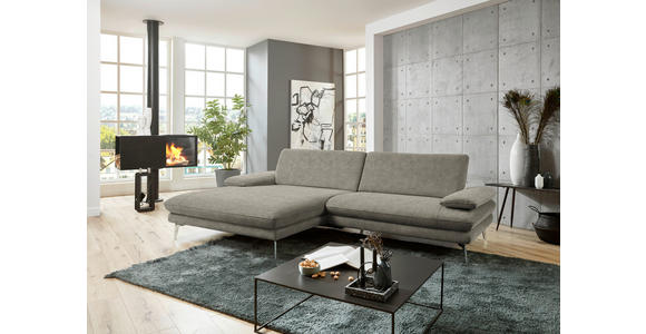 ECKSOFA in Velours Grau 184/284 cm - Schwarz/Grau, Design, Textil/Metall (184/284cm) - Dieter Knoll