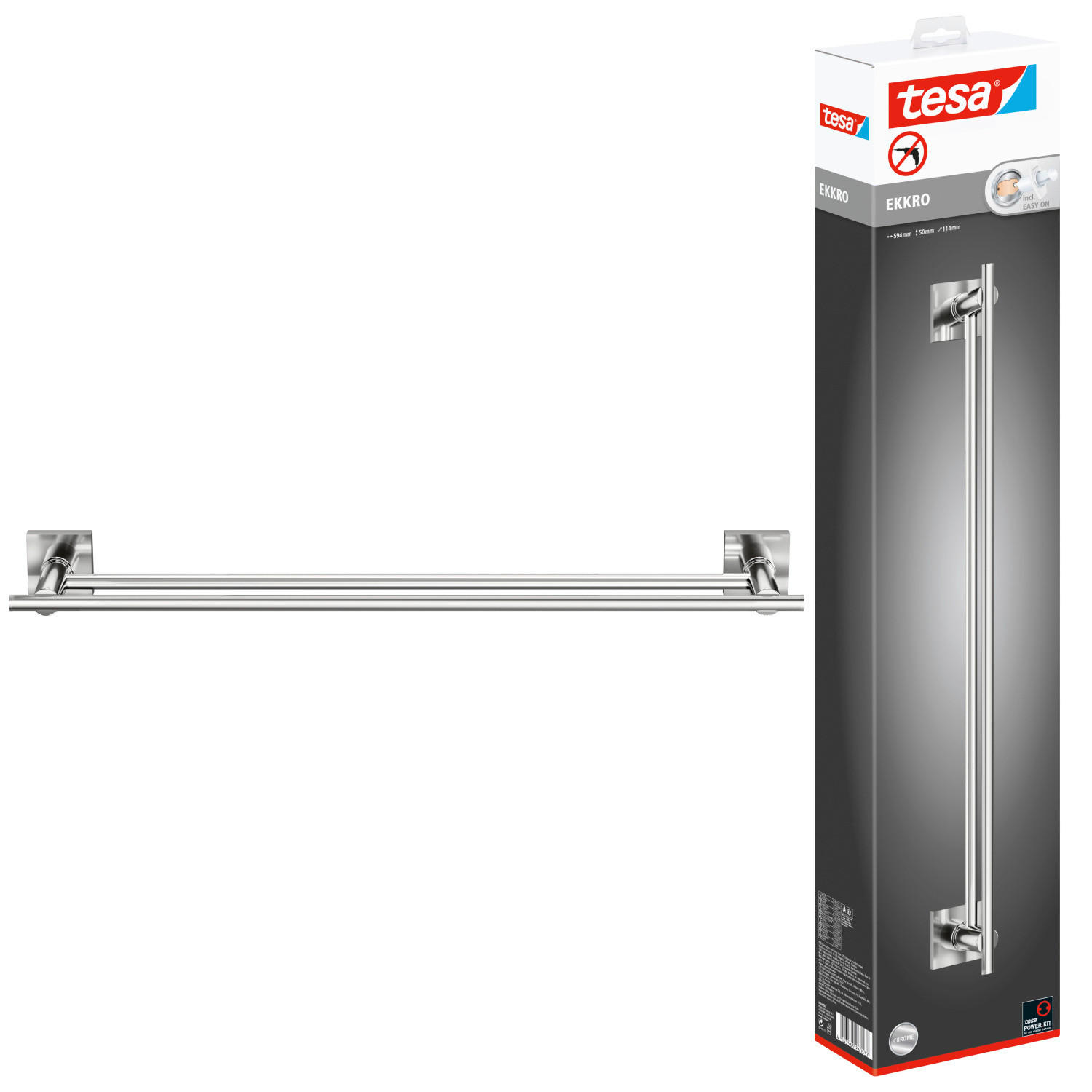 HANDTUCHSTANGE Chromfarben  - Chromfarben, Basics, Metall (64/11,2/5cm) - Tesa