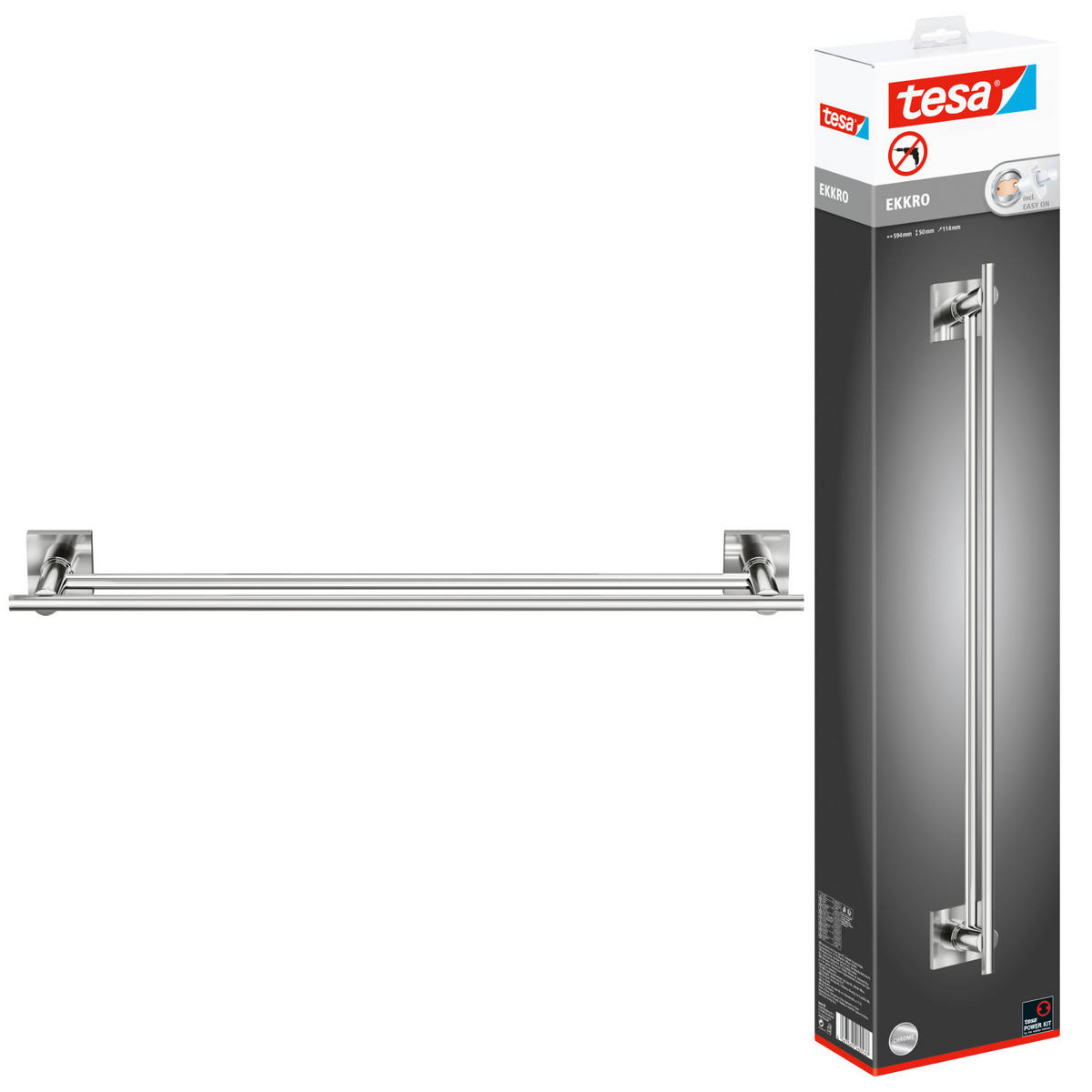 HANDTUCHSTANGE Chromfarben  - Chromfarben, Basics, Metall (64/11,2/5cm) - Tesa