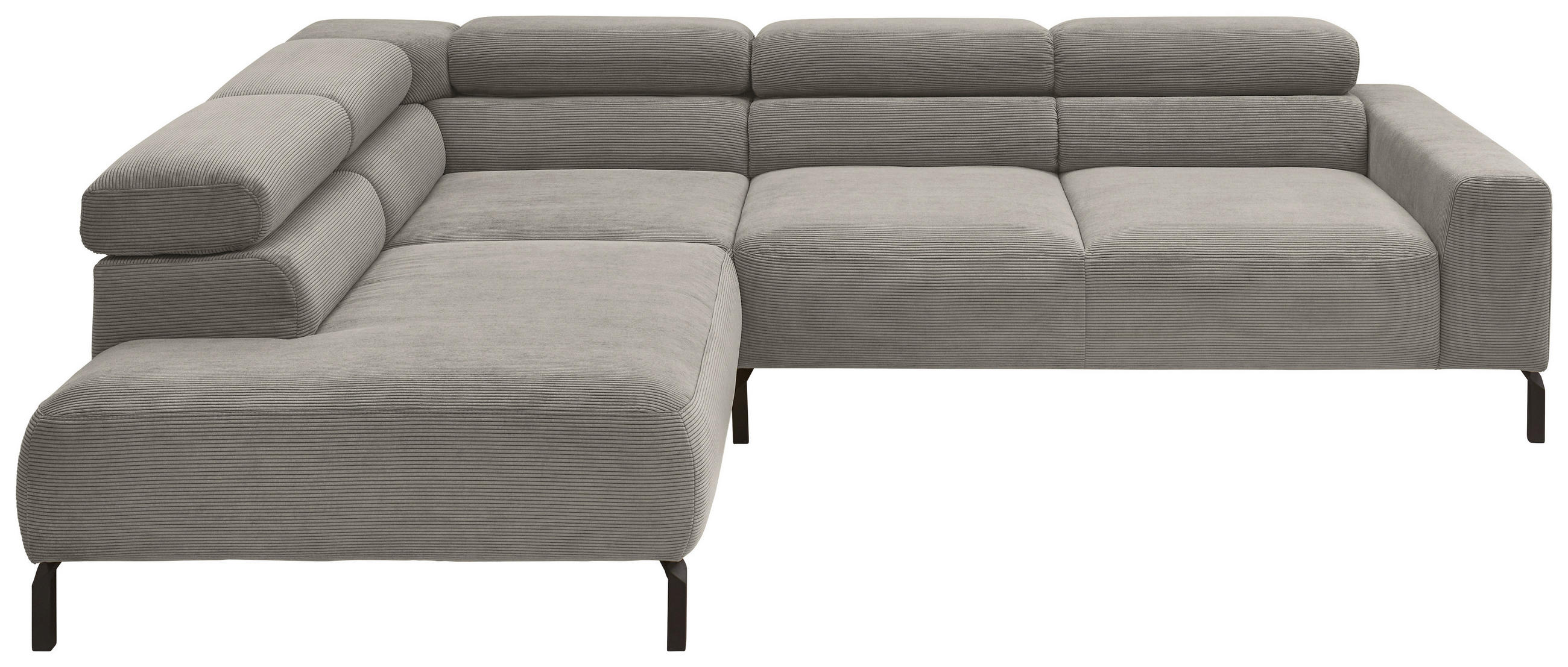 ECKSOFA inkl. Funktion Grau Feincord  - Schwarz/Grau, Design, Textil/Metall (219/273cm) - Pure Home Lifestyle