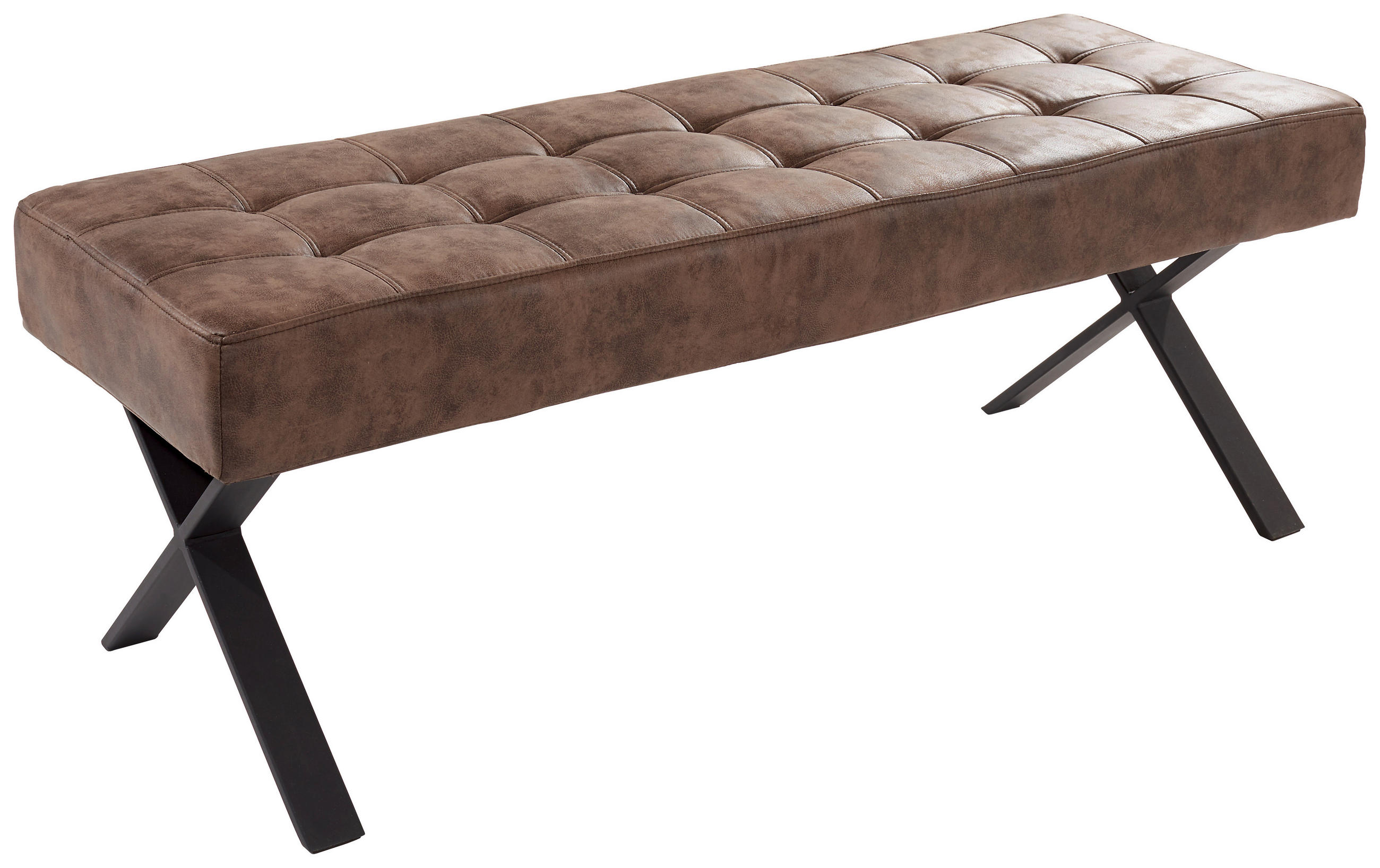 SITZBANK 140/48/45 cm Lederlook Braun Metall  - Anthrazit/Braun, Trend, Textil/Metall (140/48/45cm) - Carryhome