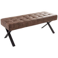 SITZBANK 140/48/45 cm Lederlook Braun Metall  - Anthrazit/Braun, Trend, Textil/Metall (140/48/45cm) - Carryhome