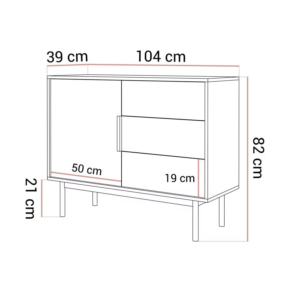 KOMMODE Viva, 104/82/39 cm, 3 Schublade(n)  - Goldfarben/Schwarz, Design, Holz/Holzwerkstoff (104/82/39cm) - Boxxx