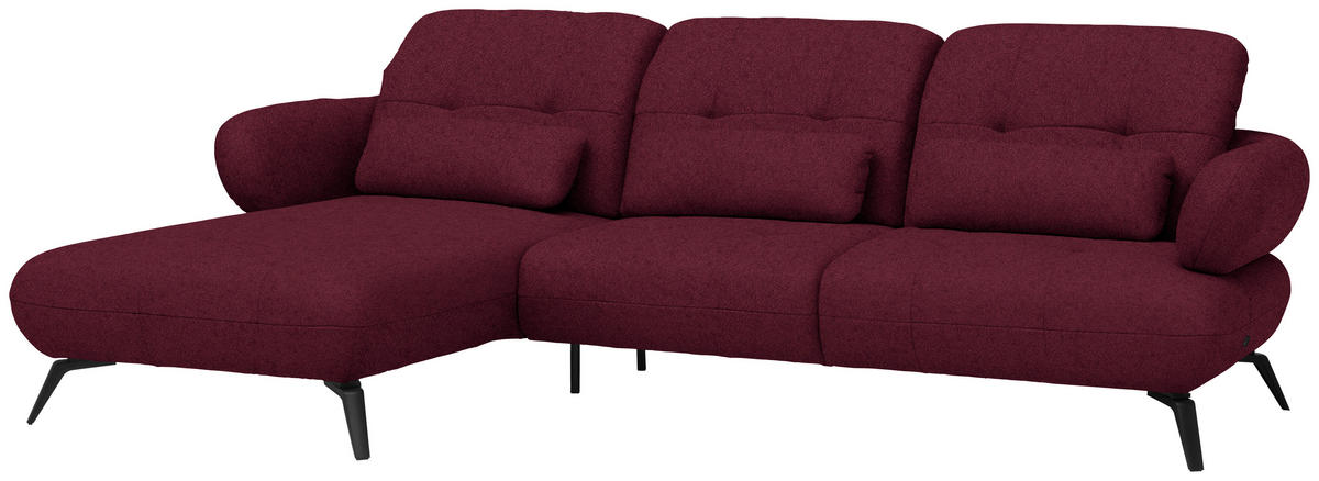 ECKSOFA Chenille Weinrot  - Weinrot/Schwarz, Modern, Textil/Metall (180/282cm) - Novel