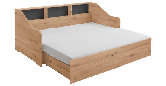 AUSZIEHBETT 90-180/200 cm  in Dunkelgrau, Eiche Artisan  - Dunkelgrau/Buchefarben, KONVENTIONELL, Holzwerkstoff (90-180/200cm) - Carryhome