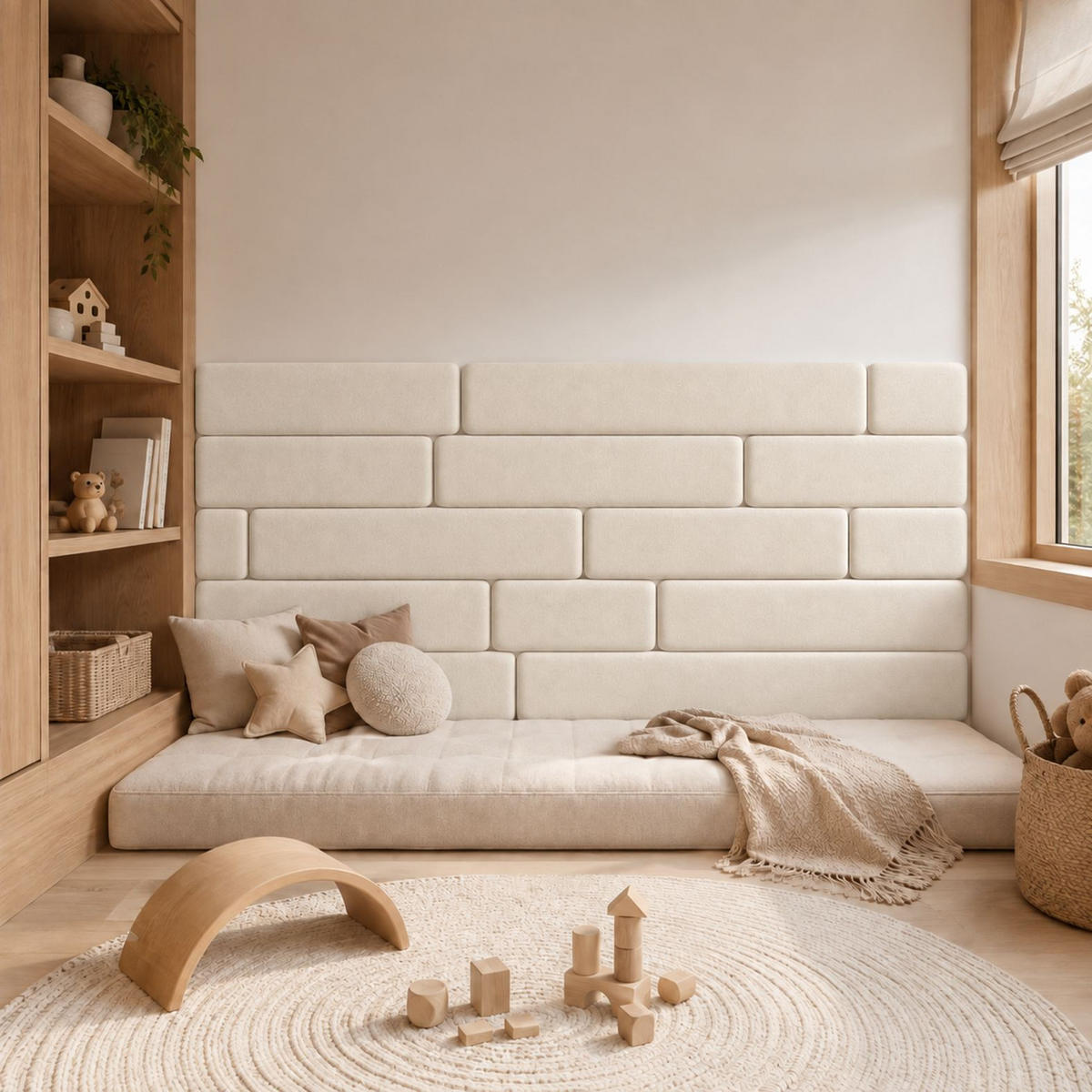 WANDPANEEL 60/20/2.5 cm  - Creme, Basics, Kunststoff/Textil (60/20/2.5cm)