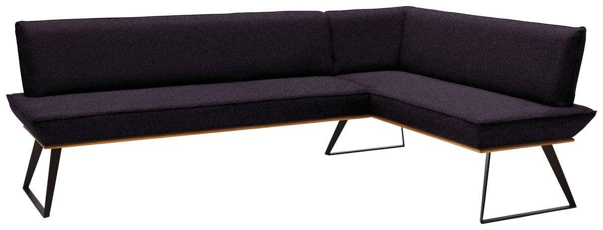 ECKBANK 243/163 cm Webstoff Schwarz, Eichefarben Eiche massiv Metall   - Eichefarben/Schwarz, Design, Holz/Textil (243/163cm) - Voleo