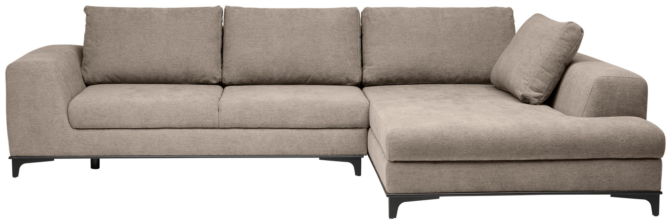 ECKSOFA inkl. Funktionen Greige Webstoff  inkl. Rückenkissen, Bettkasten, Schlaffunktion, Rücken echt  - Wengefarben/Greige, Design, Holz/Textil (314/211cm) - Stylife