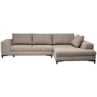 ECKSOFA inkl. Funktionen Greige Webstoff  inkl. Rückenkissen, Bettkasten, Schlaffunktion, Rücken echt  - Wengefarben/Greige, Design, Holz/Textil (314/211cm) - Stylife