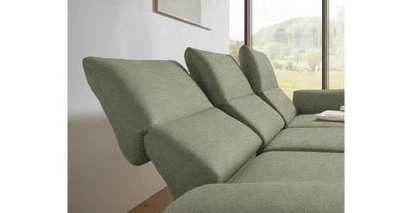 ECKSOFA  in Flachgewebe Salbeigrün Armteilverstellung, Relaxfunktion, Drehsitzfunktion  255-365/175-224 cm  - Salbeigrün/Schwarz, Design, Textil/Metall (255-365/175-224cm) - Dieter Knoll