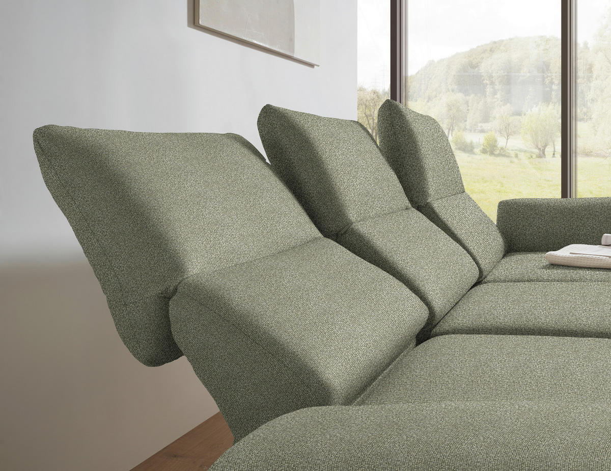 ECKSOFA  in Flachgewebe Salbeigrün  255-365/175-224 cm  - Salbeigrün/Schwarz, Design, Textil/Metall (255-365/175-224cm) - Dieter Knoll