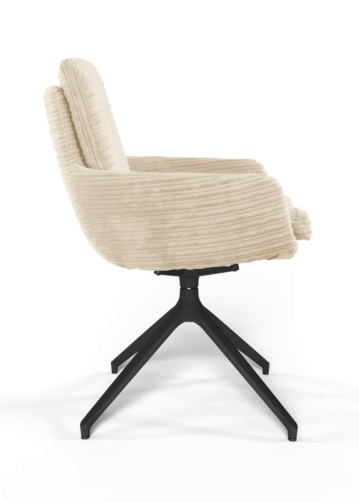 ARMLEHNSTUHL  Beinauswahl, Sitzfläche 360° drehbar, Stoff-/Lederauswahl gerippt  Beige  - Beige/Schwarz, Design, Textil/Metall (60/91/62cm) - Valdera