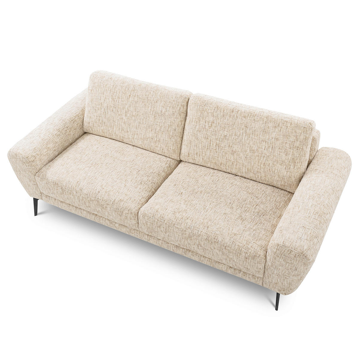3-SITZER-SOFA SPRING Webstoff Beige  - Beige/Schwarz, Design, Textil/Metall (187/85/92cm) - Livetastic