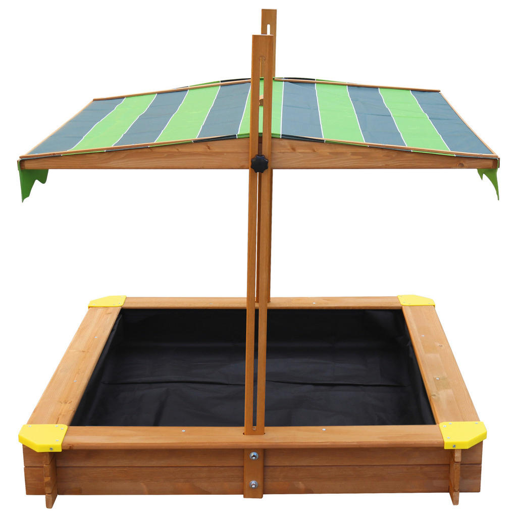 Thumbnail - Ambia Garden Sandkasten, Braun, Grün, Holz, Textil, Hemlocktanne, 118x118x118 cm, EN 71, CE, FSC 100%, Sitzfläche, verst...