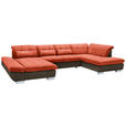 WOHNLANDSCHAFT  in Mikrofaser Orange  - Chromfarben/Orange, Design, Kunststoff/Textil (204/350/211cm) - Xora