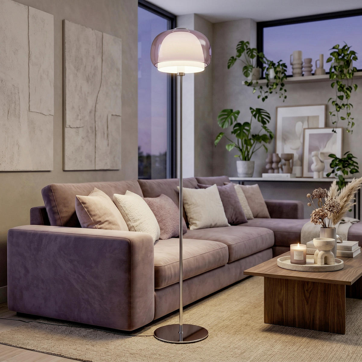 STEHLEUCHTE Belomontejo 22/160 cm  - Rosa/Weiß, Design, Glas/Metall (22/160cm) - Eglo