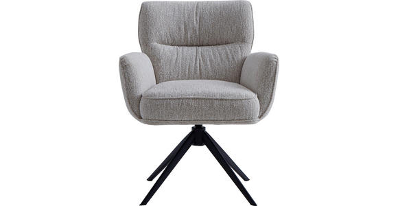 ARMLEHNSTUHL in Eisen Leinenoptik - Beige/Schwarz, Design, Textil/Metall (67/86/68cm) - Novel