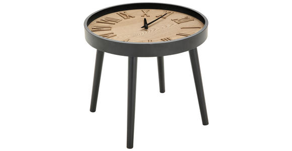 BEISTELLTISCH 48/48/40 cm Kiefer furniert Naturfarben, Schwarz rund  - Schwarz/Naturfarben, LIFESTYLE, Glas/Holz (48/48/40cm) - Xora