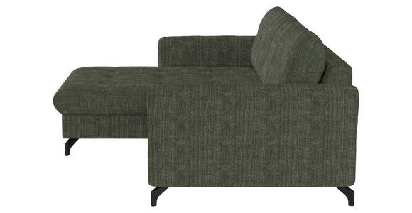 ECKSOFA in Flachgewebe, Leinenoptik Grün  - Schwarz/Grün, Design, Textil/Metall (170/242cm) - Xora