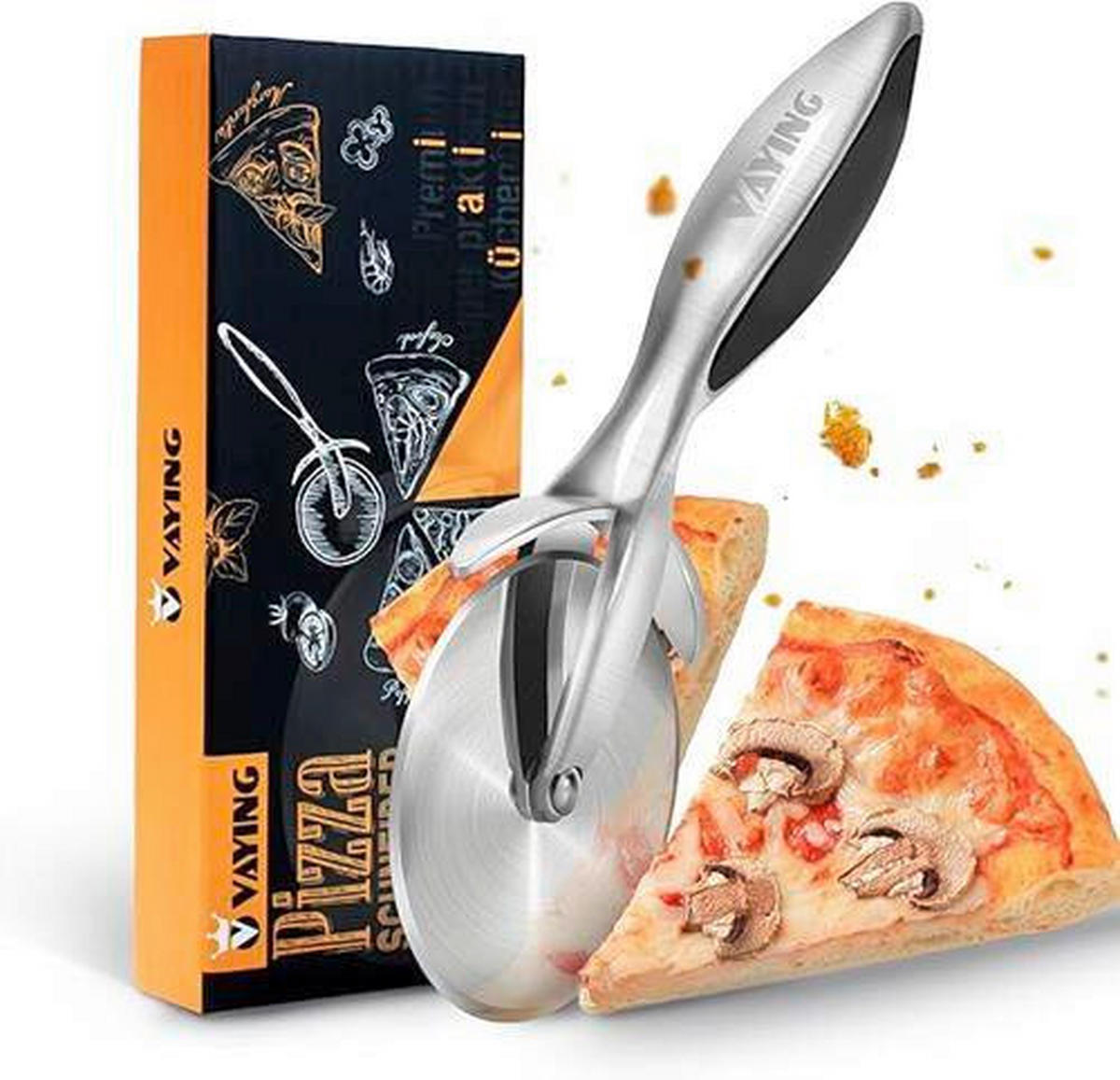 SEKAČ ZA PICU - boja nerđajućeg čelika/crna, Osnovno, metal/plastika (7/18cm)