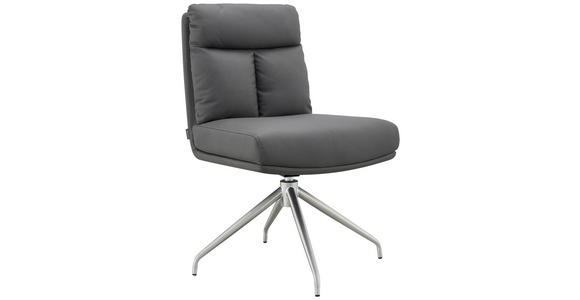 STUHL  , Sitzfläche 360° drehbar, automatische Rückholfunktion  , Mikrofaser  ,  - Edelstahlfarben/Grau, Design, Textil/Metall (51,5/89,5/65cm) - Novel
