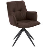 ARMLEHNSTUHL  inklusive Armlehnen, Gestellauswahl  Echtleder  - Dunkelbraun/Schwarz, Design, Leder/Metall (59/89/63cm) - Dieter Knoll