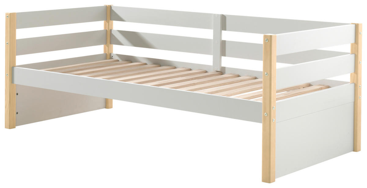 BETT 90/200 cm  in Weiß, Kieferfarben  - Weiß/Kieferfarben, MODERN, Holz/Holzwerkstoff (90/200cm) - MID.YOU