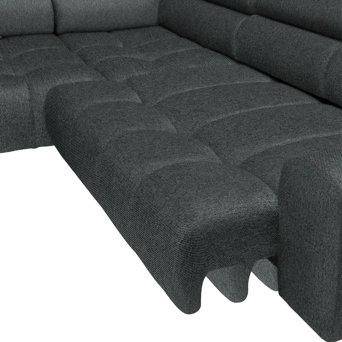 ECKSOFA in Webstoff Graphitfarben  - Schwarz/Graphitfarben, Design, Textil/Metall (177/270cm) - Welnova