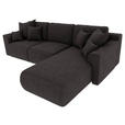 ECKSOFA Dunkelbraun Lederlook  - Chromfarben/Dunkelbraun, KONVENTIONELL, Kunststoff/Textil (293/195cm) - Carryhome