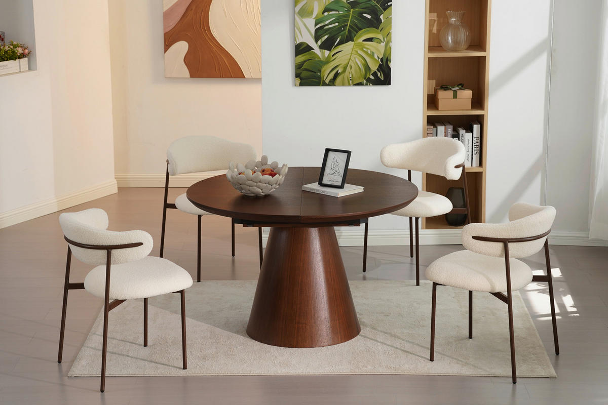 STUHL , , Teddystoff  - Walnussfarben/Weiß, MODERN, Holz/Textil (55/78/58cm) - MID.YOU