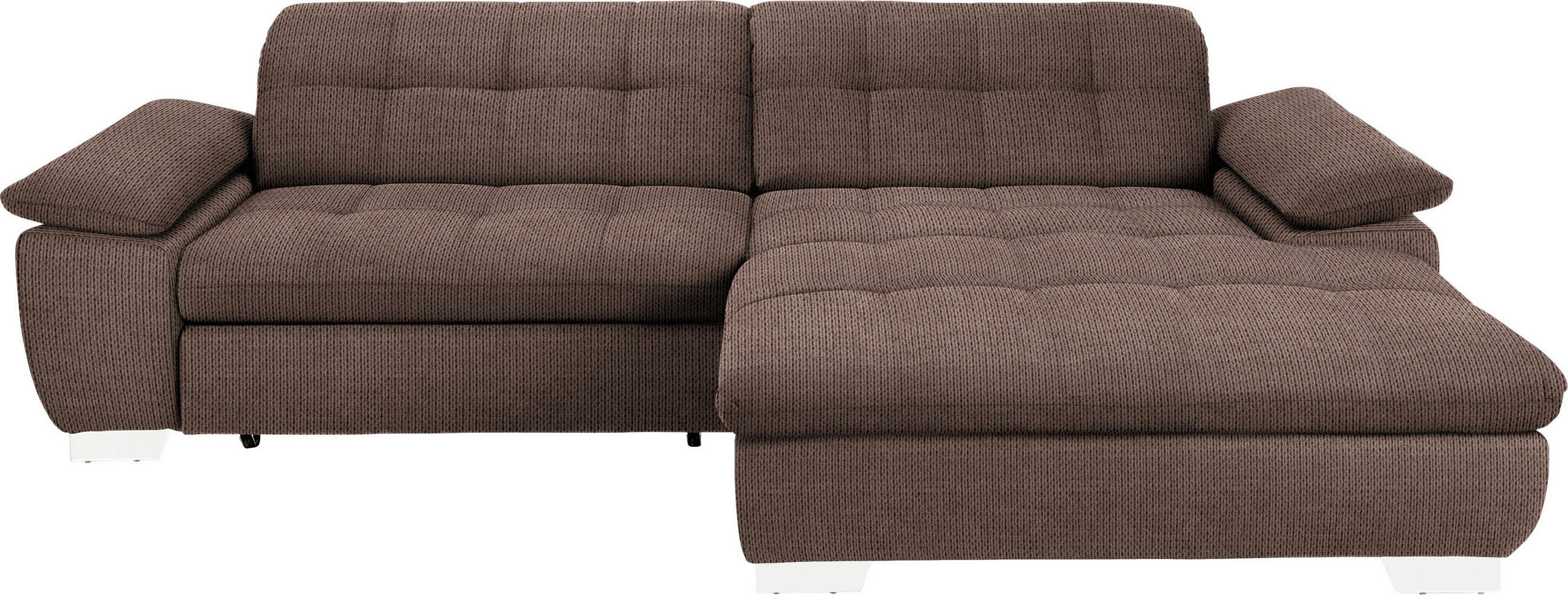 ECKSOFA in Mikrofaser Hellbraun  - Chromfarben/Hellbraun, Design, Textil/Metall (265/180cm) - Carryhome