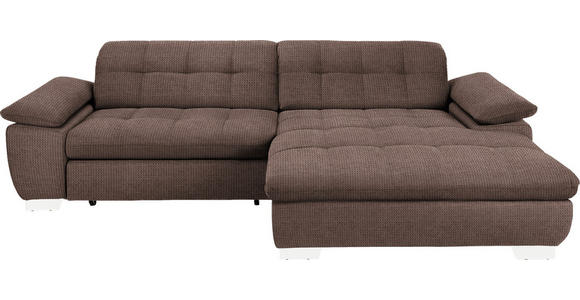 ECKSOFA in Mikrofaser Hellbraun  - Chromfarben/Hellbraun, Design, Textil/Metall (265/180cm) - Carryhome