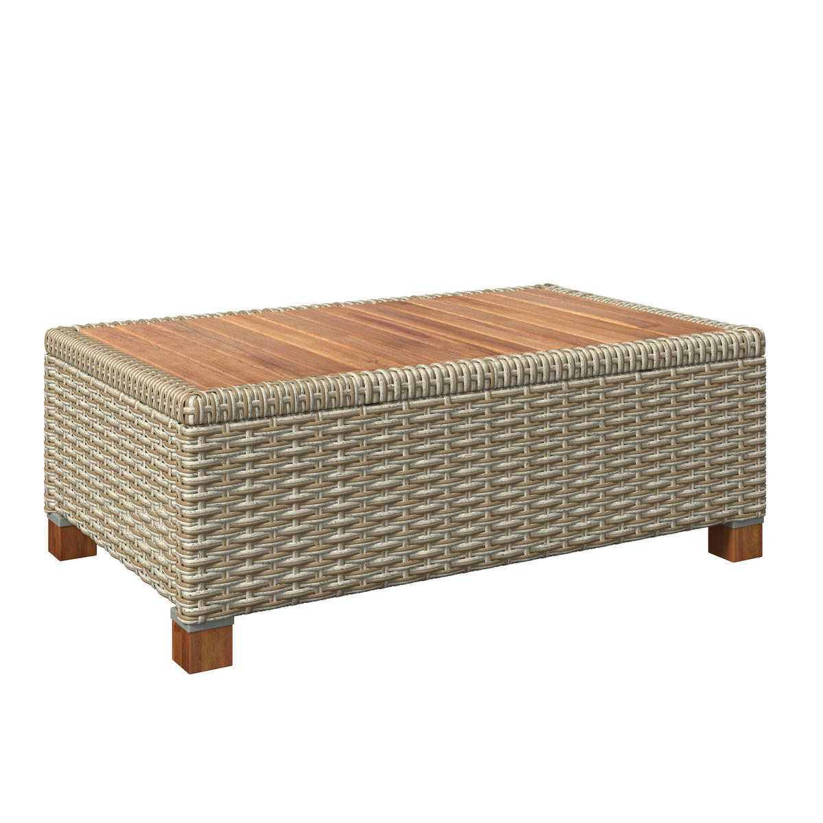 GARTENSET 3-teilig Webstoff Akaziemassiv Stahl 3-teilig  - Beige/Akaziefarben, MODERN, Holz/Kunststoff (118/184cm) - Ambia Garden