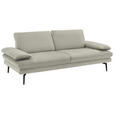 3-SITZER-SOFA in Velours Ecru  - Ecru/Beige, Design, Textil/Metall (222/89/104cm) - Dieter Knoll