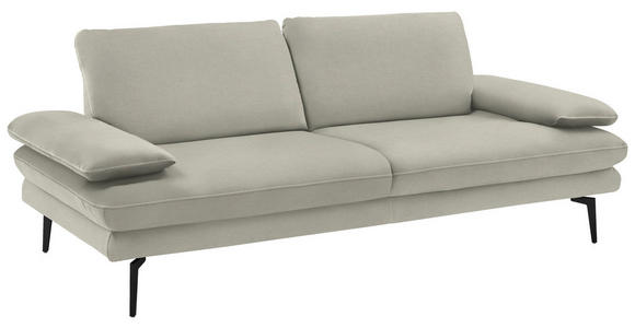 3-SITZER-SOFA in Velours Ecru - Ecru/Beige, Design, Textil/Metall (222/89/104cm) - Dieter Knoll