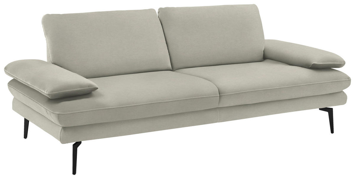 3-SITZER-SOFA in Velours Ecru  - Ecru/Beige, Design, Textil/Metall (222/89/104cm) - Dieter Knoll