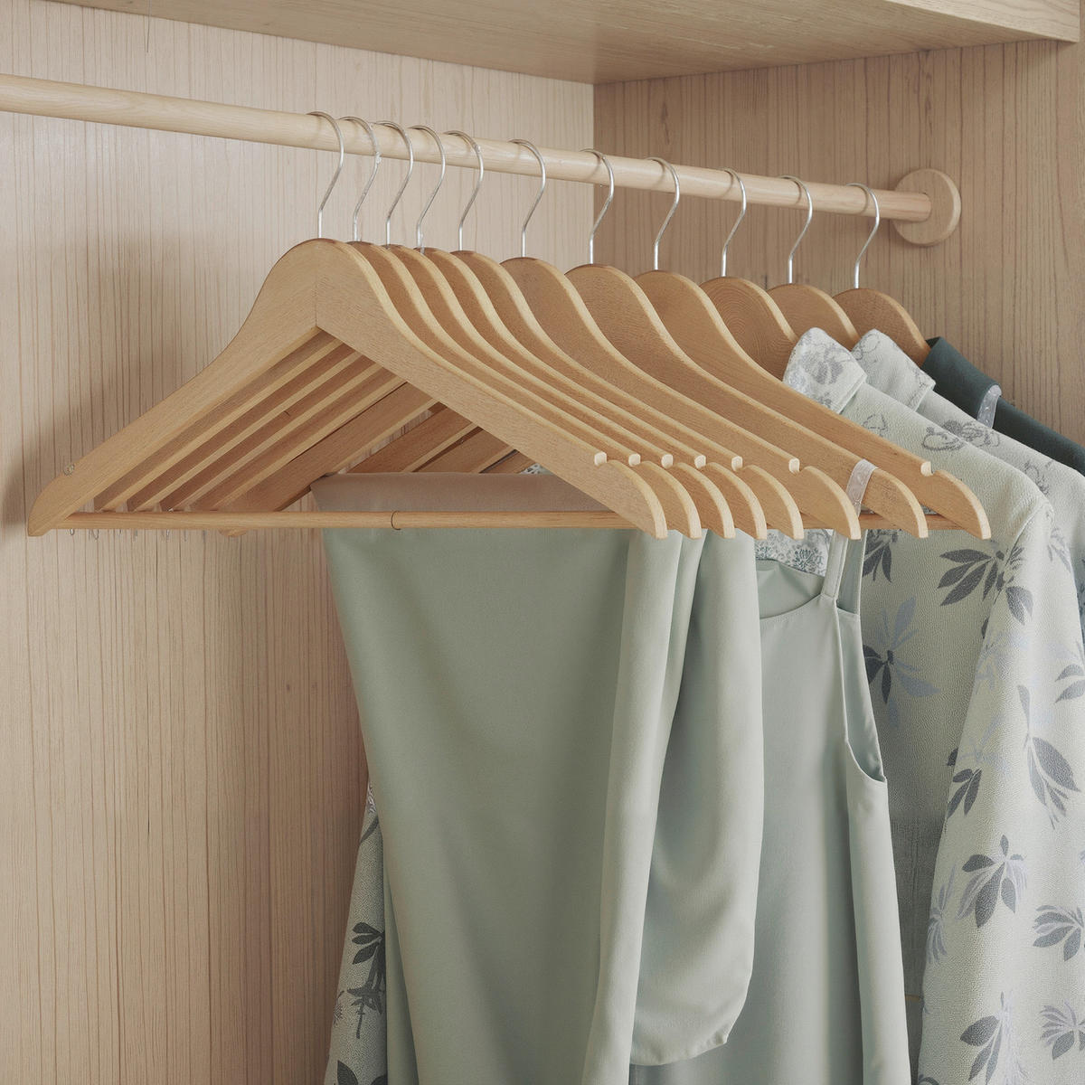 KLEIDERBÜGELSET Metall, Holzwerkstoff  - Naturfarben, Trend, Holzwerkstoff/Metall (43/21/12cm) - Boxxx