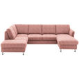 WOHNLANDSCHAFT in Flachgewebe Rot - Chromfarben/Rot, KONVENTIONELL, Textil/Metall (200/305/168cm) - Voleo