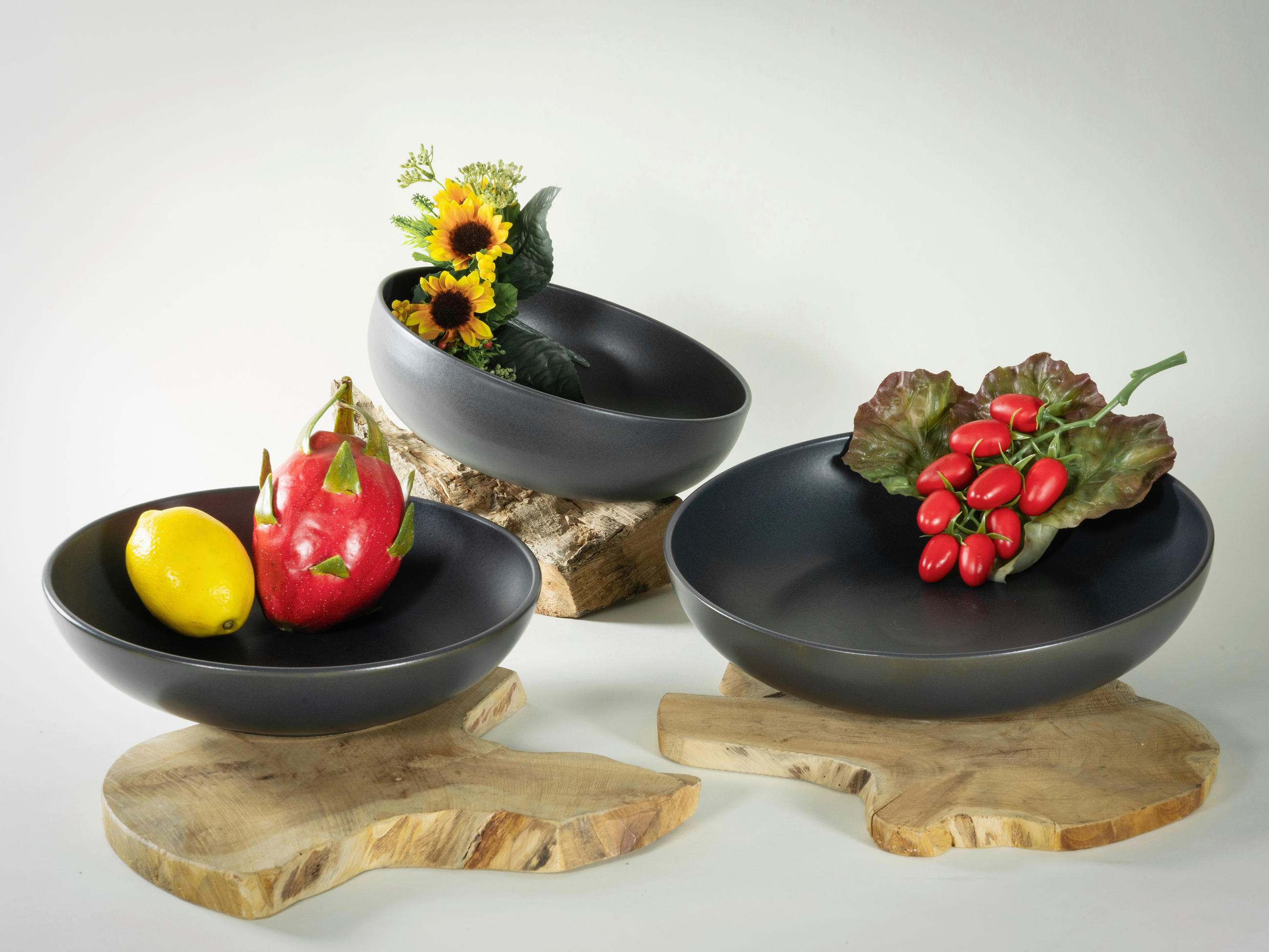 SCHÜSSELSET Uno Black 3-teilig  - Anthrazit, Basics, Keramik - Creatable