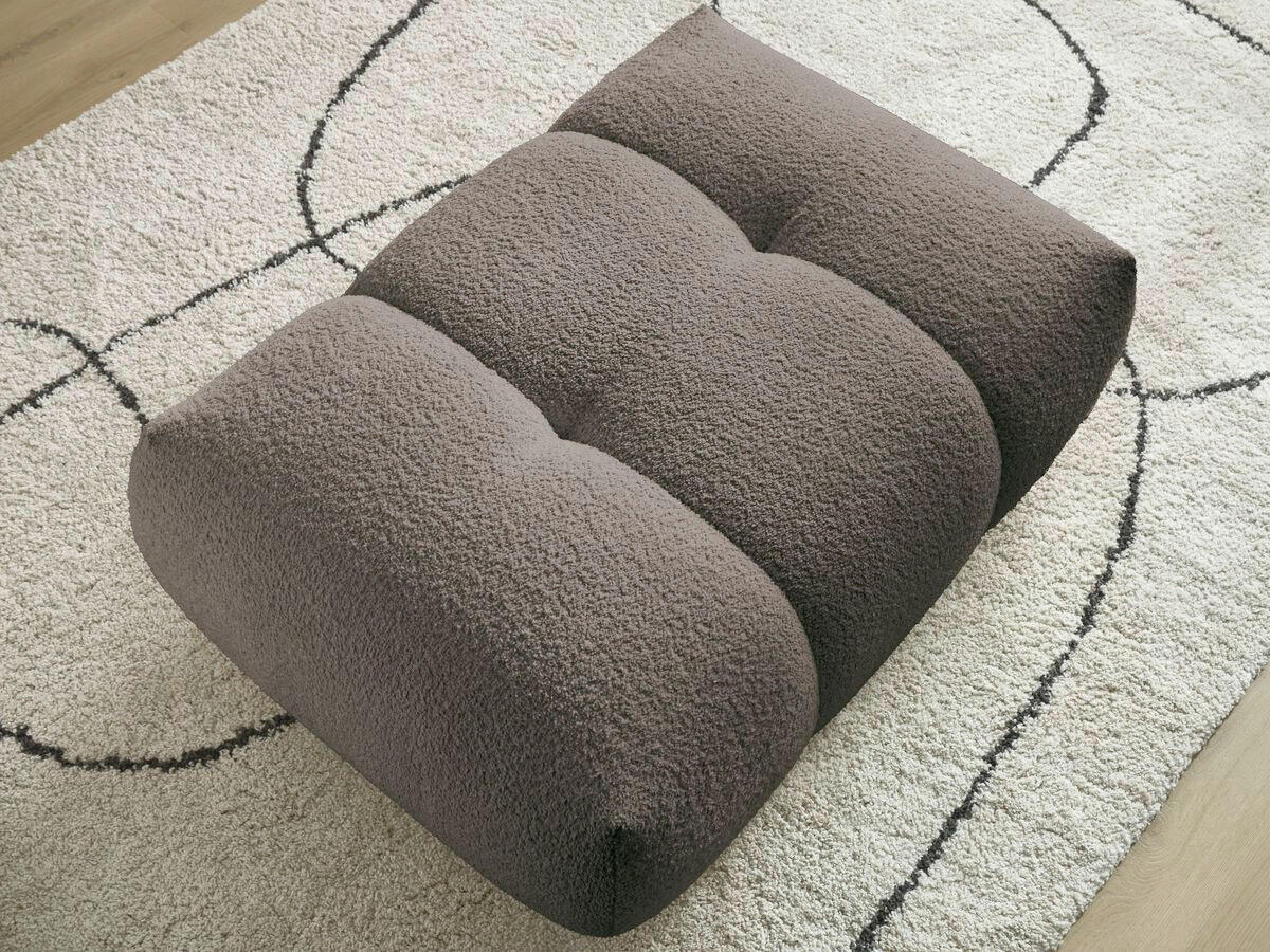 HOCKER FUJI  Bouclé Taupe  - Taupe/Schwarz, MODERN, Kunststoff/Textil (112/44/80cm)