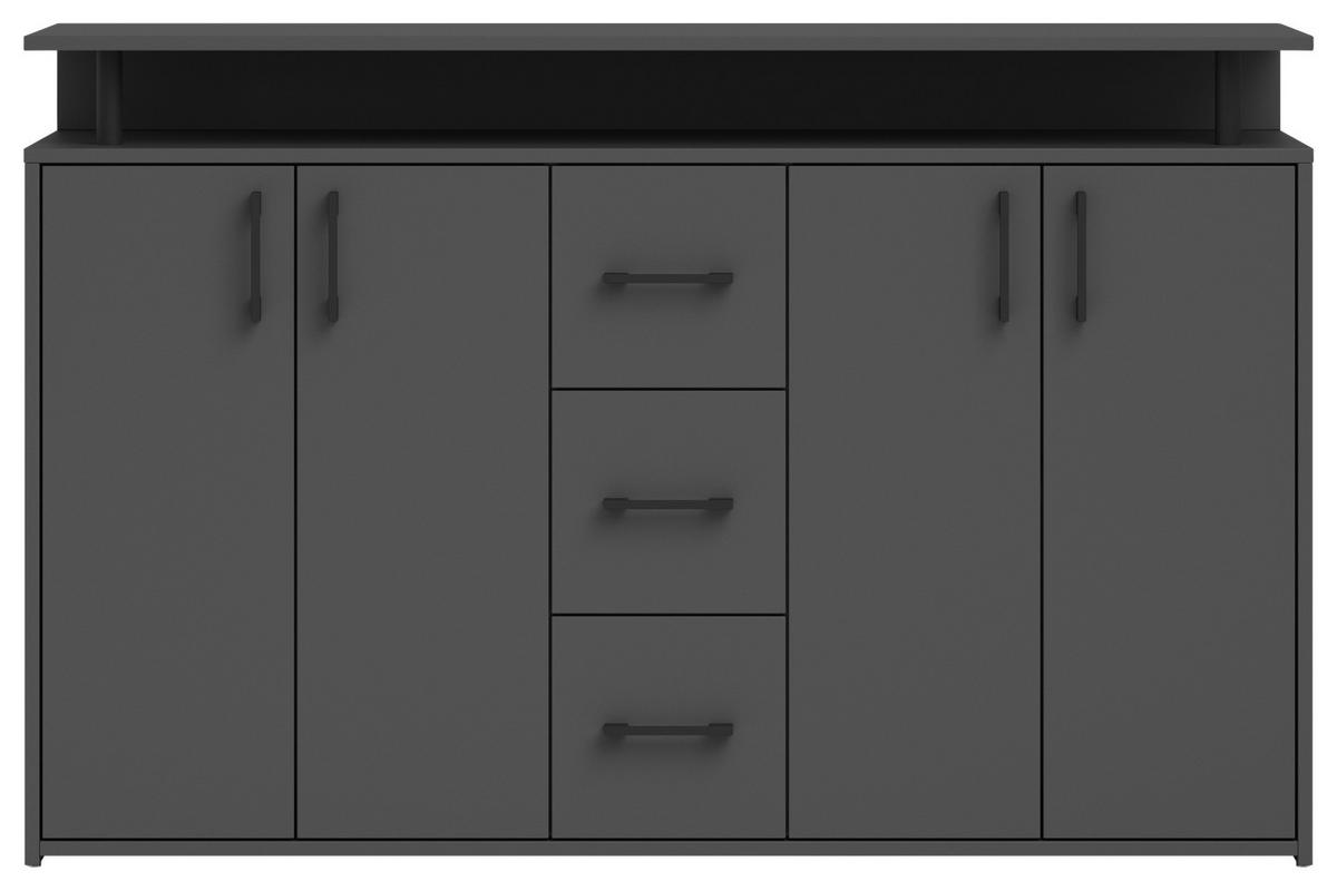 KOMODA, antracit  - črna/antracit, Konvencionalno, umetna masa/leseni material (139/90/34cm) - Carryhome