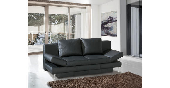 SCHLAFSOFA  in Echtleder Anthrazit  - Chromfarben/Anthrazit, KONVENTIONELL, Leder/Metall (200/85/90cm) - Novel
