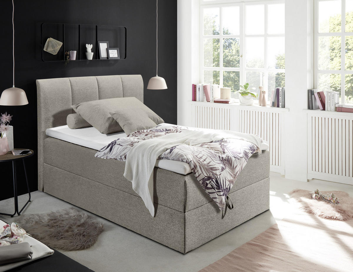 BOXSPRINGBETT 120/200 cm  in Schlammfarben  - Schlammfarben/Schwarz, Basics, Kunststoff/Textil (120/200cm) - MID.YOU