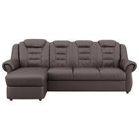 ECKSOFA Braun Lederlook  - Schwarz/Braun, KONVENTIONELL, Kunststoff/Textil (165/262cm) - Livetastic